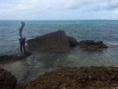A large swath of mostly underwater ruins just off the coast of Mafia island are unique in their building style and may be the ancient Roman city of Rhapta, says an archaeologist. Photo: Hannah Jane